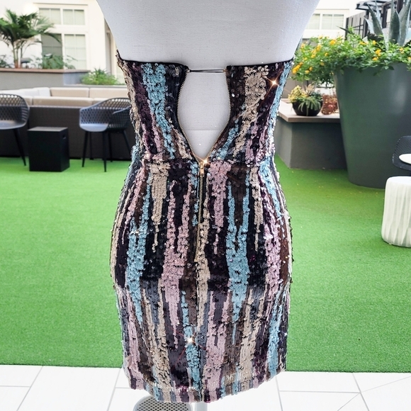 Nova Luxe Multicolor Sequin Strapless Mini Dress ✦ Paint Your World ✦ XS ✦ NWT - Picture 6 of 16